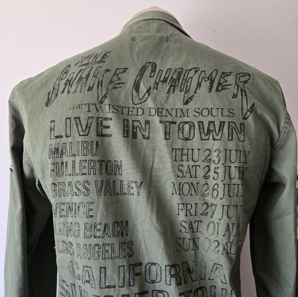 SHINE ORIGINAL Snake Charmer Men's Army Green Patchwork Jacket. Size Small - Picture 8 of 16
